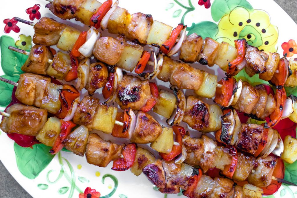 Hawaiian Chicken Kebabs with Bacon and Pineapple