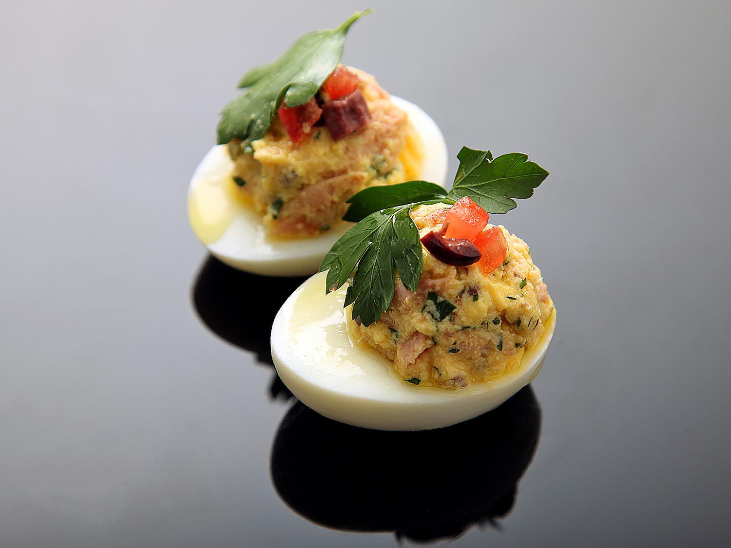 TUNA MELT DEVILED EGGS